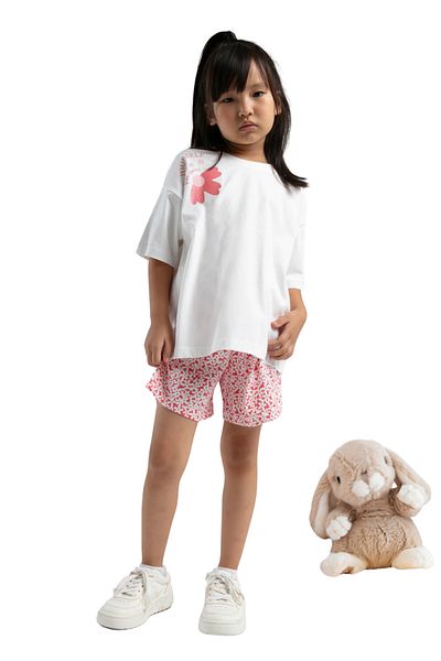 vory Girl's White Short Sleeve Shorts Set of Two