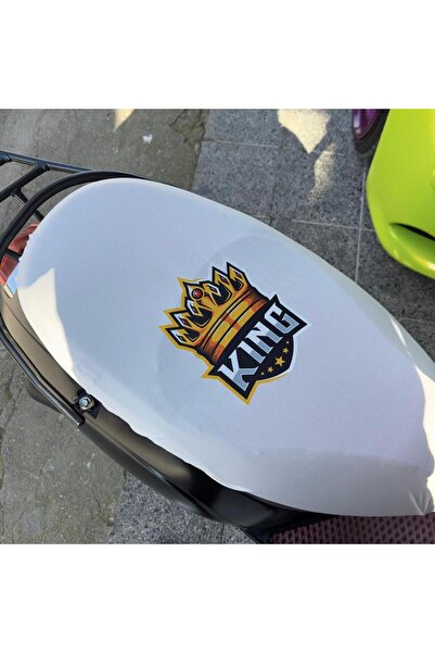 CEBECİOTO King White Patterned Combed Motorcycle Cover - Motor Compatible
