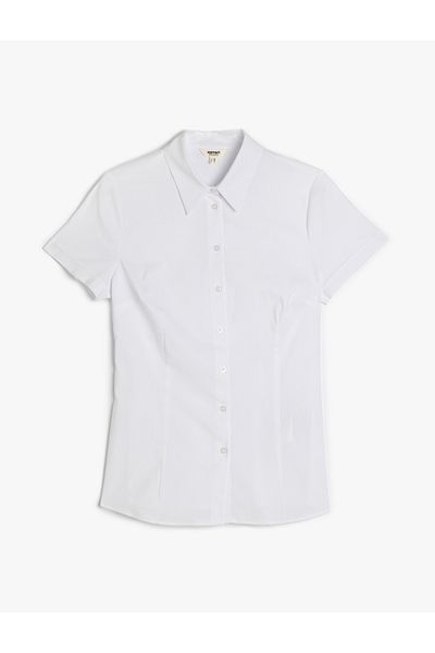 Koton Slim fit classic collar short sleeve shirt.