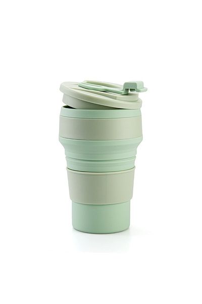 Lotus rose 1pc500ml Silicone Collapsible Travel Cup LeakProof Folding Camping Mug With Lid Compact For Outdoors