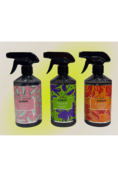 MEGA Sprey Oda Ve Kumaş Kokusu 3' Lü Set (Pudra - Amber - Kaşmir) 3x500ml