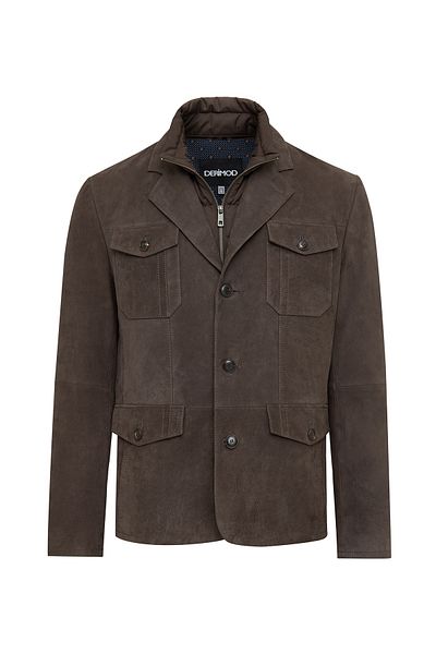 Derimod Sacramento Men's Brown Nubuck Leather Coat 25Sgd6563V3
