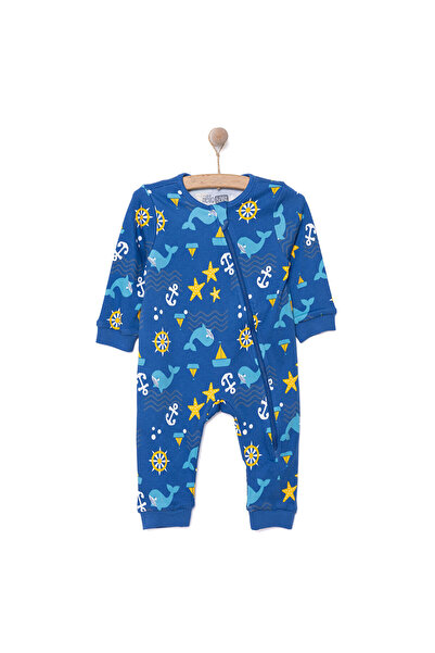 ebebek Hello Baby HelloBaby Erkek Uzun Kol Deniz Desenli Fermuarlı Patiksiz Tulum