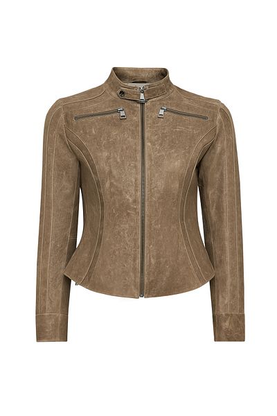 Derimod Brazil Women's Mink Short Leather Jacket 25Sgd5303Vd
