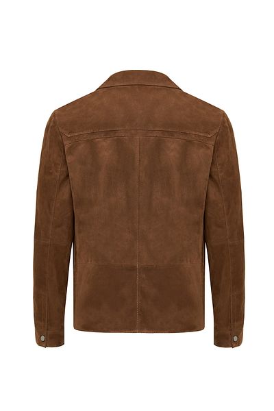 Derimod Mark Men's Brown Suede Leather Jacket 25Sge 657210