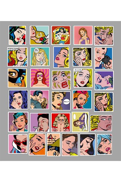 hediyenebak Retro Girl Series 2 Sticker Set |   Laptop Agenda Notebook Tablet Phone Notebook Sticker Bullet Journal