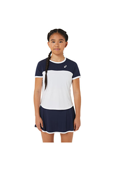 Asics Μπλουζάκι για κορίτσια Tenni Ss Top Large Unisex Παιδικό λευκό κοντομάνικο μπλουζάκι 2044a039-102