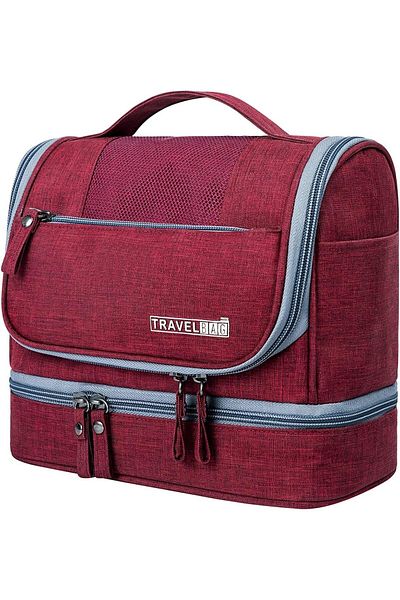 COOYA Makeup Bag, Toiletry Bag, Hanging Travel Large Waterproof Portable Bathroom Shower Storage Bag, Red