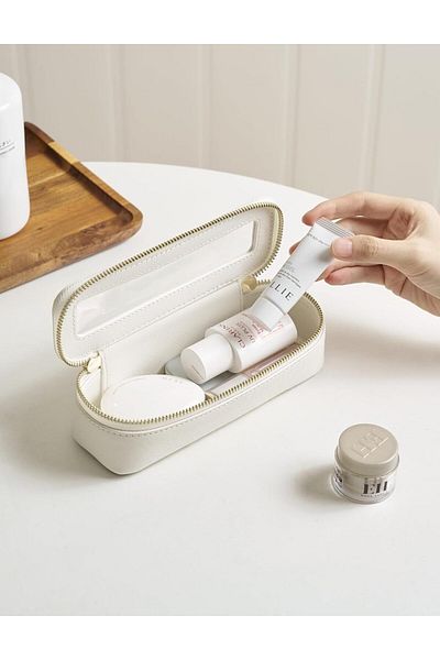 COOYA Makeup ravel Case, Slim Makeup Bag, Clear Cute White for Traveling Transparent