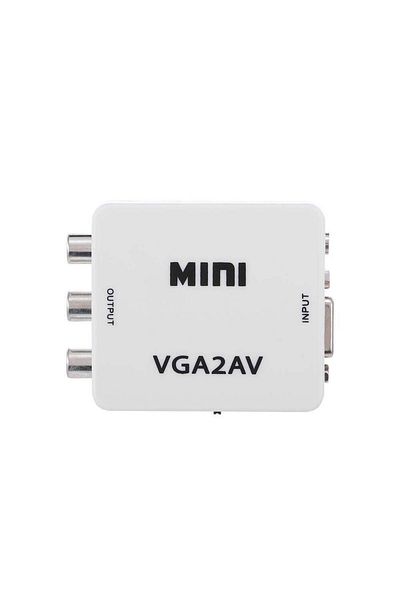 Generic محول VGA إلى AV محول VGA صغير إلى AV محول ABS Shell محول الفيديو الأبيض