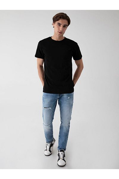 Ltb Basic Crew Neck κοντομάνικο κανονικό μαύρο μπλουζάκι