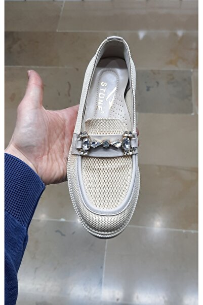 BRGL ЖІНОЧІ НЕСЛИЗНІ КАУЧУКОВІ ТЕРМО ПІДОШВА З КАМЕНЕМ ТРИКО ЛОАФЕР ВЗУТТЯ