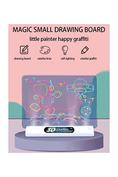 Yelajoy Children's 3D Drawing Board, With Light Function, 24.5 X 19 Cm, For Art Writing and Drawing