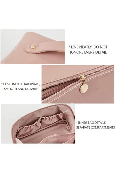 COOYA Makeup Bag Kit Waterproof Travel Portable Vanity Organizer for Travel Storage, Pink