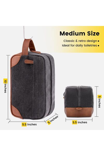genernic Vorspack Toiletry Bag Hanging Dopp Kit for Men Water Resistant Canvas Large Capacity - Dark Grey