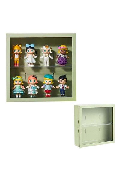 COOYA 2 Tier Collectibles Display Box, Wall Mounted with Side Door Opening for Bedroom, Study, Living Room