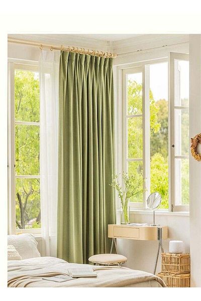 COOYA Blackout Curtains, 2-Piece Set, Scandinavian Style, Velvet, For Bedroom and Living Room, 200x270cm