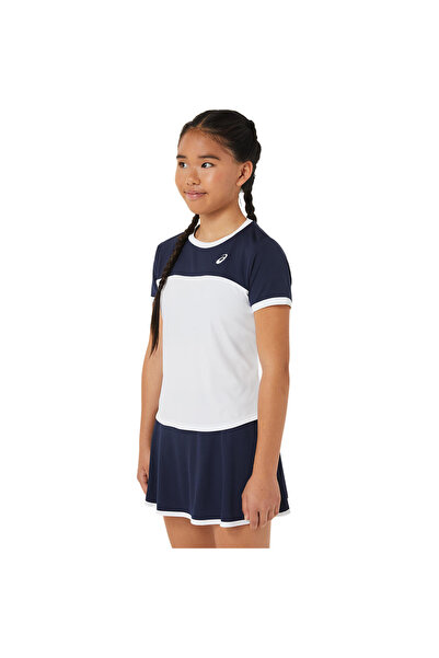 Asics Μπλουζάκι για κορίτσια Tenni Ss Top Large Unisex Παιδικό λευκό κοντομάνικο μπλουζάκι 2044a039-102