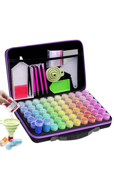COOYA Diamond Colouring Set Toy, Includes 60 Slots with Storage Box, Suitable for Jewellery Beads, Rings