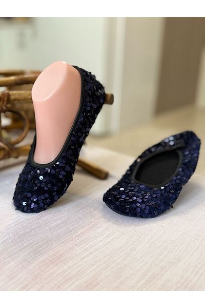 Babet Merkezi Sequin Navy Blue Foldable Portable Home Ballet Ballet in Bag