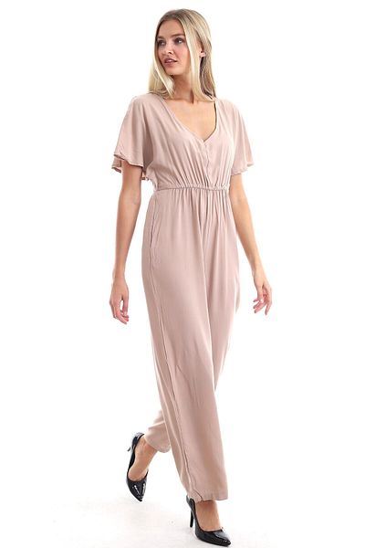 bacc Women's Beige Woven Viscose Off-The-Shoulder Jumpsuit Co- 2520333098