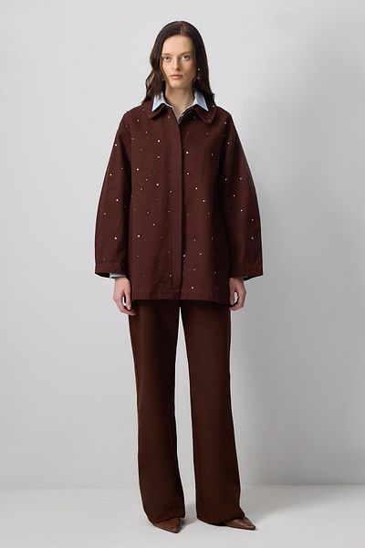 Touché Privé Stone Embroidered Gabardine Trench Coat