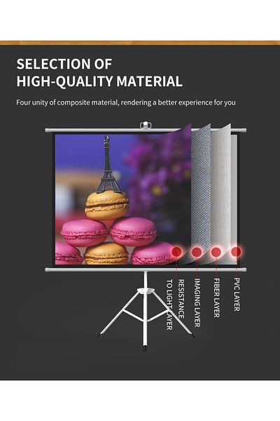 FlashHawk 100 inch 4:3 Portable Projector Screen, Gray Fiberglass Material, with Tripod Stand ET100G-43