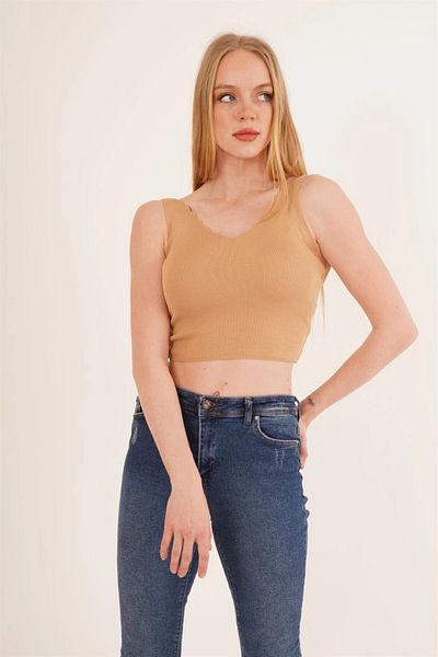 bacc Γυναικεία πλεκτή μπλούζα Camel Ladder Collar Co-2523256336