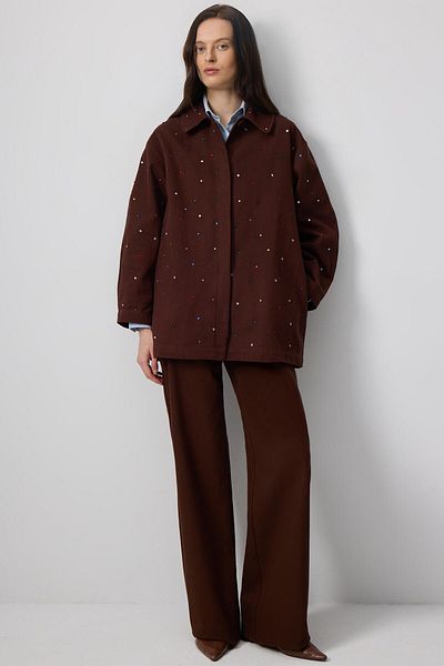 Touché Privé Stone Embroidered Gabardine Trench Coat