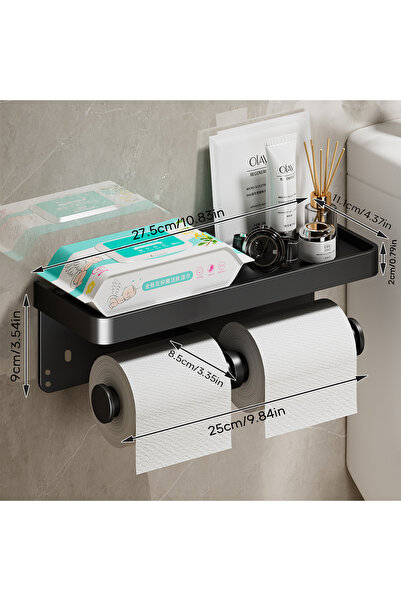 Choice حامل ورق تواليت طويل أسود من طراز B مثبت على الحائط من سبائك الألومنيو...