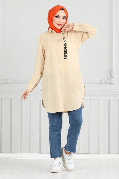 ModaMerve Letter Printed Tunic 404Evo1065-M Vision