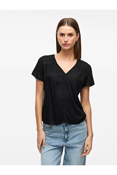 VILA Oberteil mit kurzen rmeln V-Ausschnitt