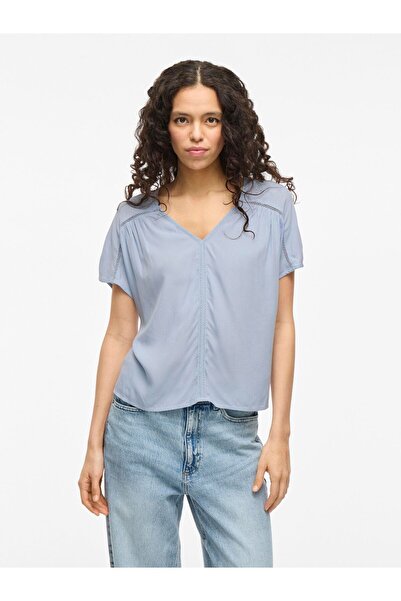 VILA Oberteil mit kurzen rmeln V-Ausschnitt