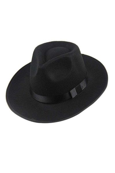 Generic Bluelans Wide Brim Fedora Panama Hat Black