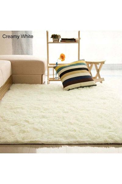 Generic Bluelans Anti-Skid Soft Area Rug Creamy White 80x120cm