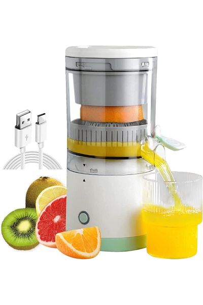 COOYA Electric Fruit and Vegetable Juicer,1200W,400ml,USB Rechargeable,White