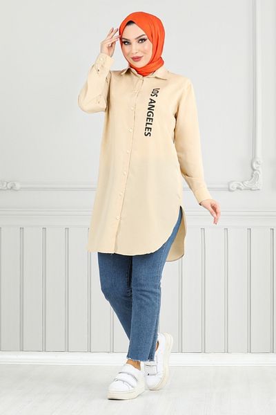 ModaMerve Letter Printed Tunic 404Evo1065-M Vision
