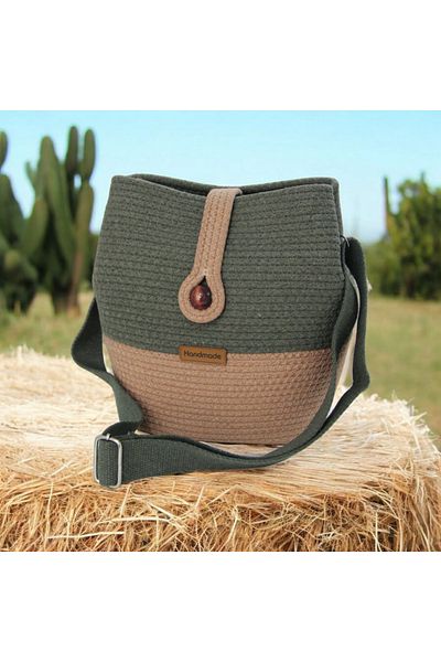 Hediyeninellitonu Handmade Straw Bag Straw and Cotton Rope Shoulder Bag Special Design Stylish Maxi Size Bag