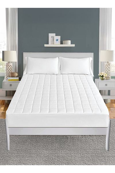 Sleep Night Cotton Top Mattress Pad For Bed lightweight, with 4 Elasticated Corner Straps, Soft and Firm Topper