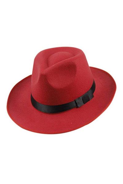 Generic Bluelans Wide Brim Fedora Panama Hat Red/Black