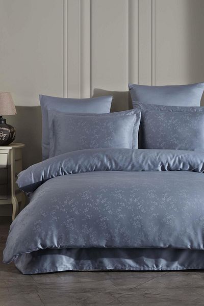 VAROL Laura Home Lyocell Jacquard Pat Dublu - Eva Indigo