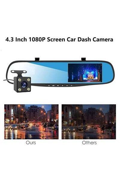 HALAMODO 4.3 Inch Dash Cams for Cars, Night Vision Car DVR Camera, with Dual Lens HD 1080P Screen, Wide Angle