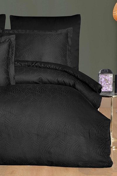 VAROL Laura Home Lyocell Jacquard Pat Dublu - Lienzo Negru