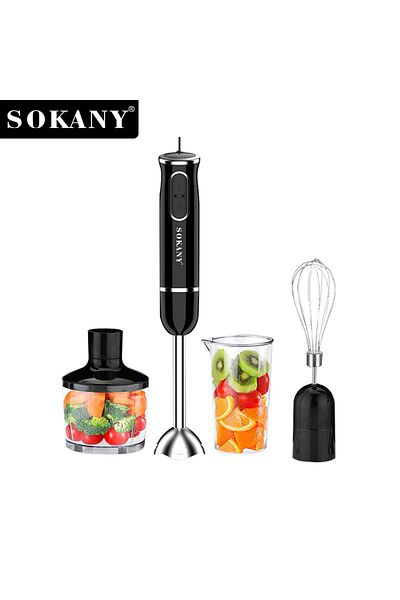 SOKANY 4-in-1 Multifunction Hand Blender Food Processor Electric Chopper 400W SK-1721-4 Black