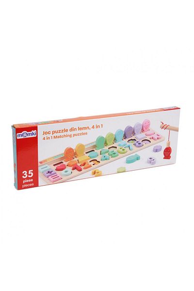 MomKi WOODEN PUZZLE GAME, 4 IN 1, 35 PIECES,