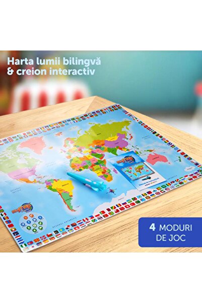 MomKi Dvojjazyčná mapa světa, Ro/en s interaktivním perem,