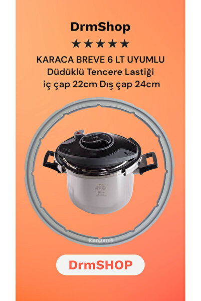shopdrm DrmShop KARACA Breve 6 Lt Uyumlu Düdüklü Tencere Lastiği İç 22cm Dış ...