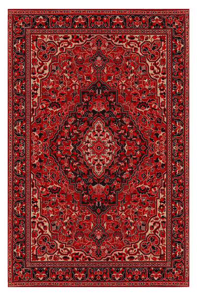 kilim home Mars Kırmızı Siyah Etnik Desenli Vintage Şönil Dekoratif Yıkanabil...