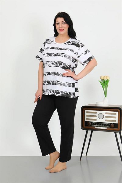 Celira Small Weight Women's Pajama Set - Plus Size, Short Sleeve, White
