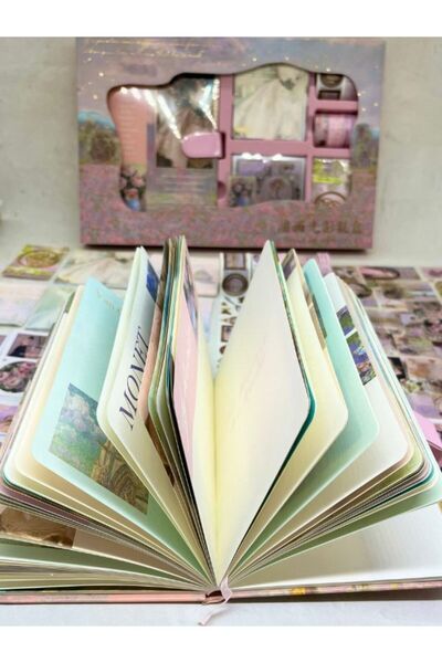 Kağıt Gemi Dükkan مجموعة دفاتر ملاحظات ذات صندوق وردي من كلود مونيه سيروزن/مج...